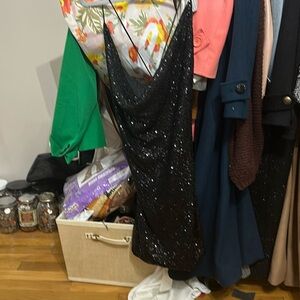 Jay Godfrey Baldwin size 6 sequin mini cowl neck dress.  This dress is a slip on